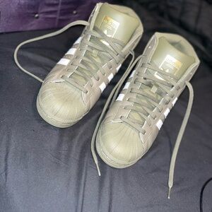 Adidas Olive and Blue Sneakers